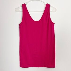 Yelete Reversible V-Neck Scoop Tank Top Womens Plus Size One Size Pink Seamless